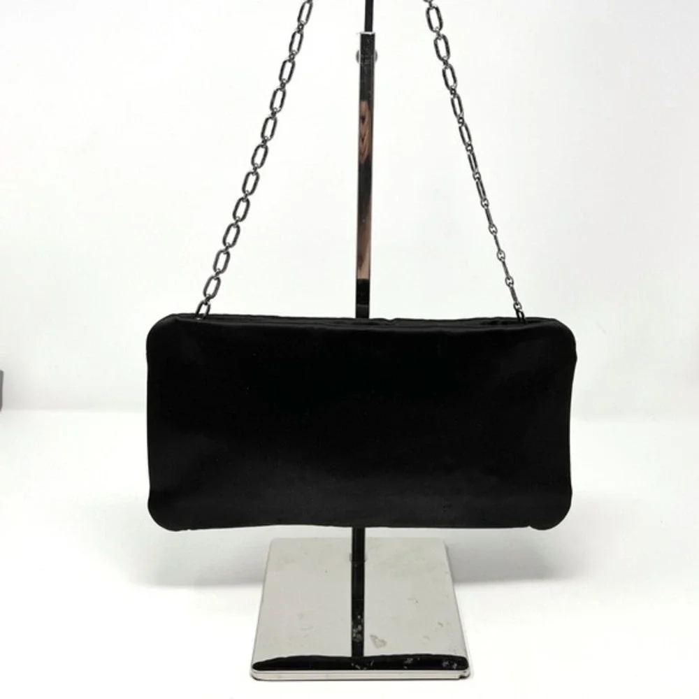 Chanel Black Satin Crystal CC Clutch‎ Chain Shoulder Bag